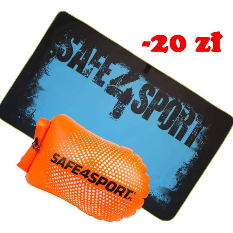 Set 5 PerfectSwimmer safety buoy and a towel
